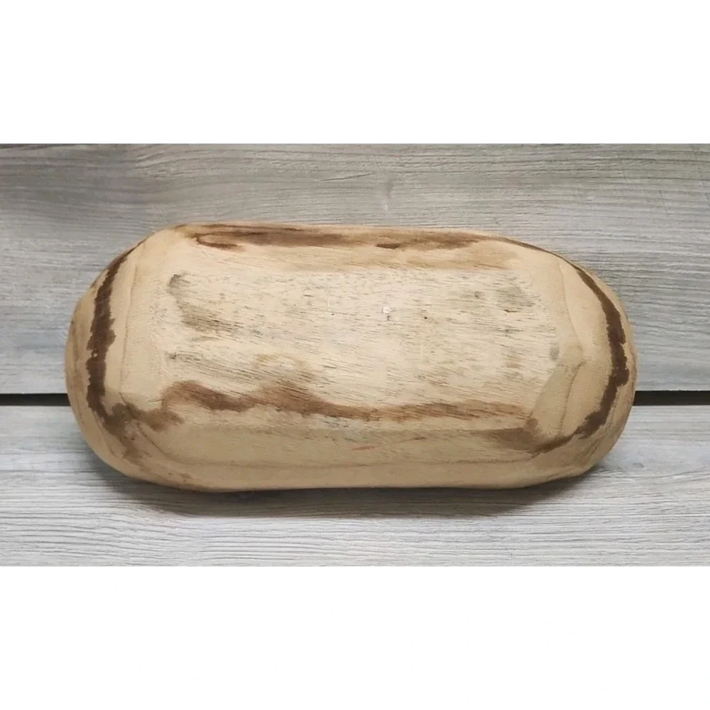Wooden Bowl for Decor, Trinkets Natural Shape Solid Wood Carved Bowl B5
